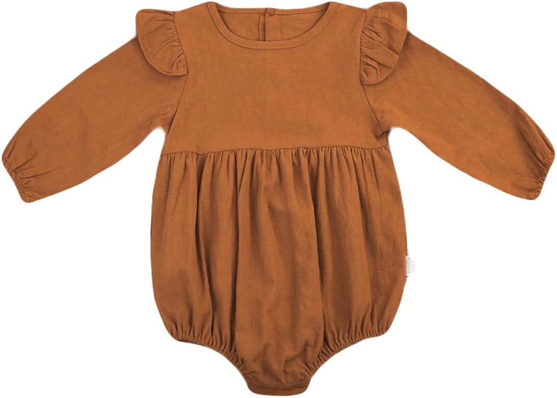 Infant Baby Girls Romper Twins Butterfly Sleeve Ruffles Onesie Bodysuit Outfits | Amazon (US)