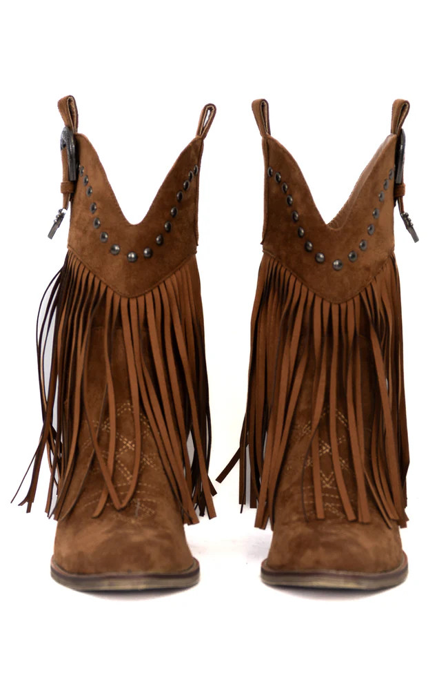 Jayde Camel Fringe Boot | Pink Lily