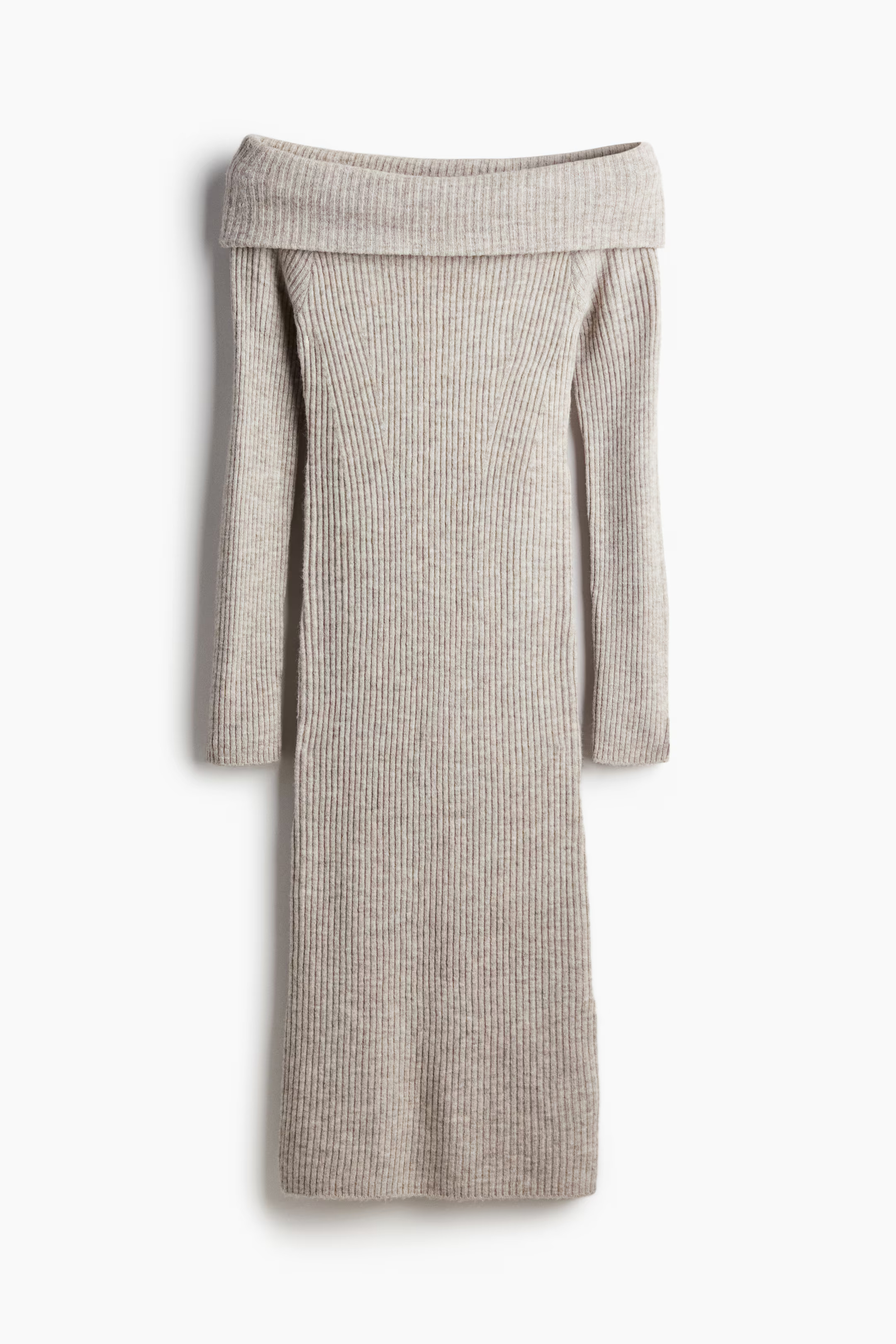 Rib-knit off-the-shoulder dress | H&M (UK, MY, IN, SG, PH, TW, HK)