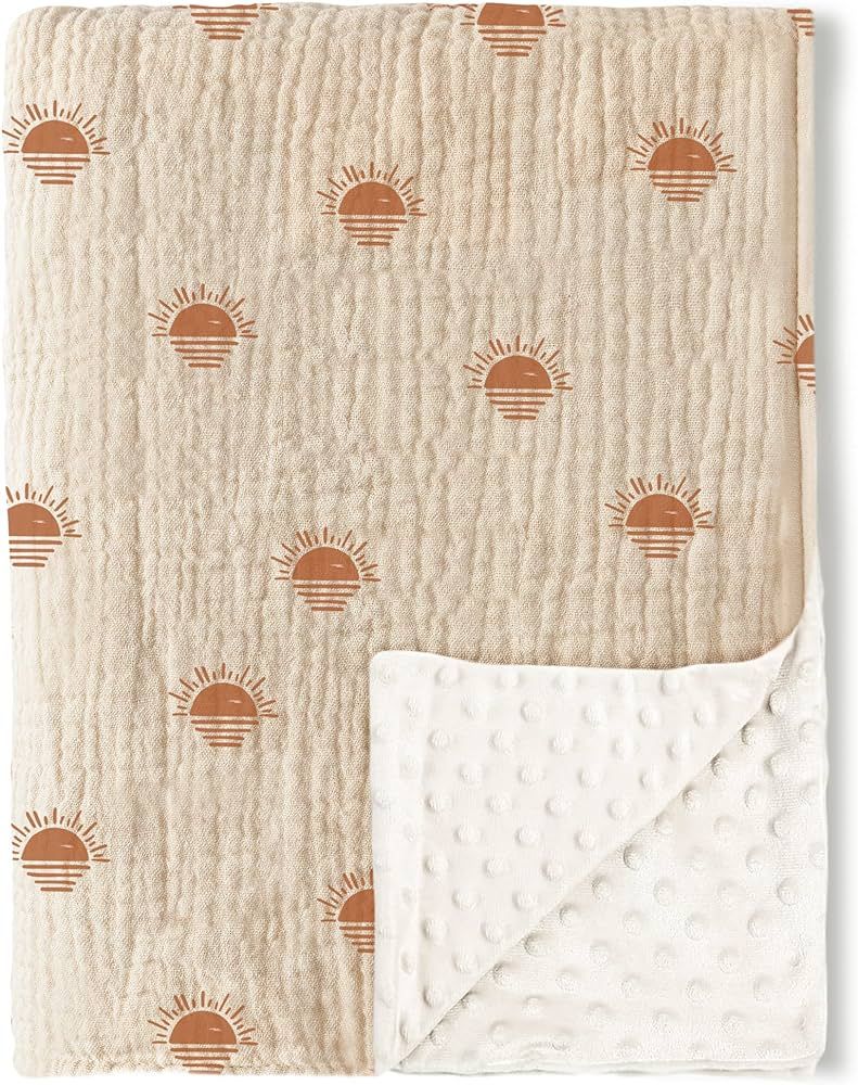 Konssy Baby Blankets for Unisex Boys Girls, Super Soft Nursery Minky Blankets with Muslin Cotton ... | Amazon (US)