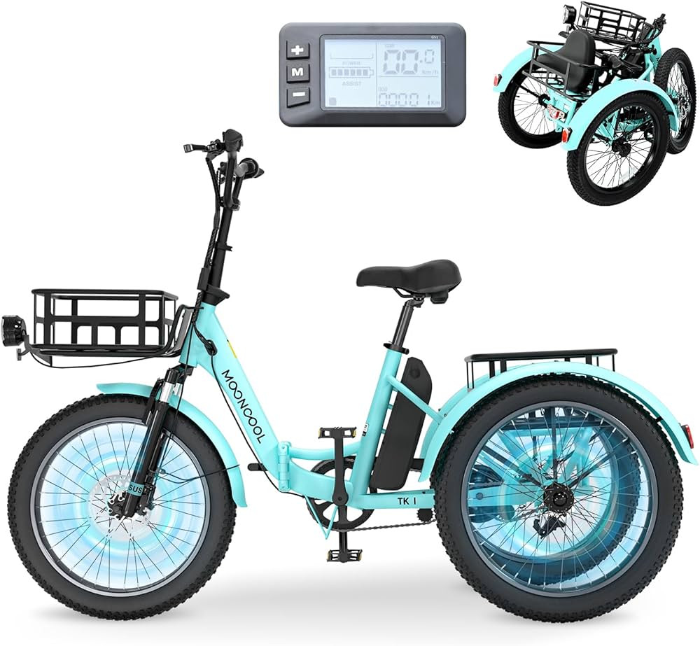 MOONCOOL Electric Trike, Electric Tricycle for Adults, 20" Folding 3 Wheels Electric Bicycle Bike... | Amazon (US)