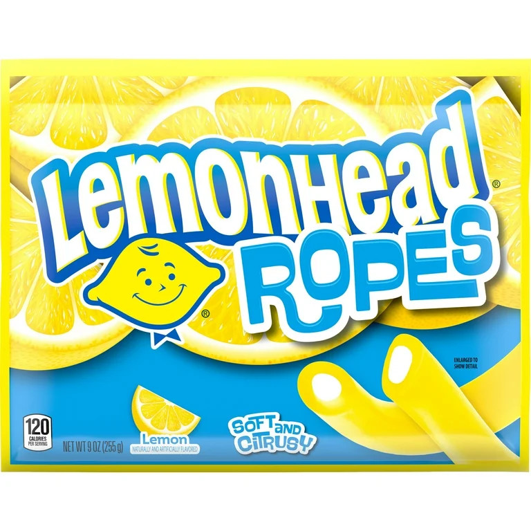 Lemonhead Ropes, Candy, Lemon, Tart and Citrusy, Soft and Chewy, 9 oz Bag | Walmart (US)