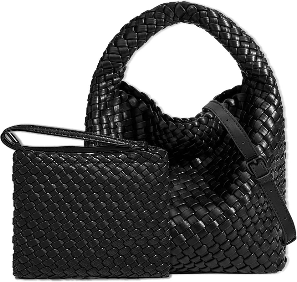JINMANXUE Small Woven Bag for Women Cute Hobo Tote Handbag Mini Clutch Purse Vegan Leather Crossb... | Amazon (US)