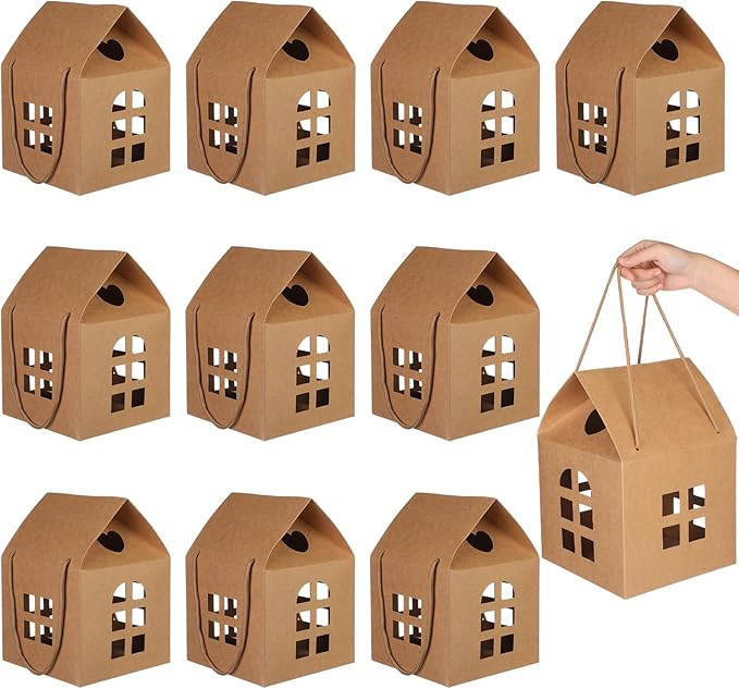 Sinload 10 Pcs Christmas Large House Shaped Gift Boxes with Handles 7.87 x 7.87 x 11.22 Inches St... | Amazon (US)