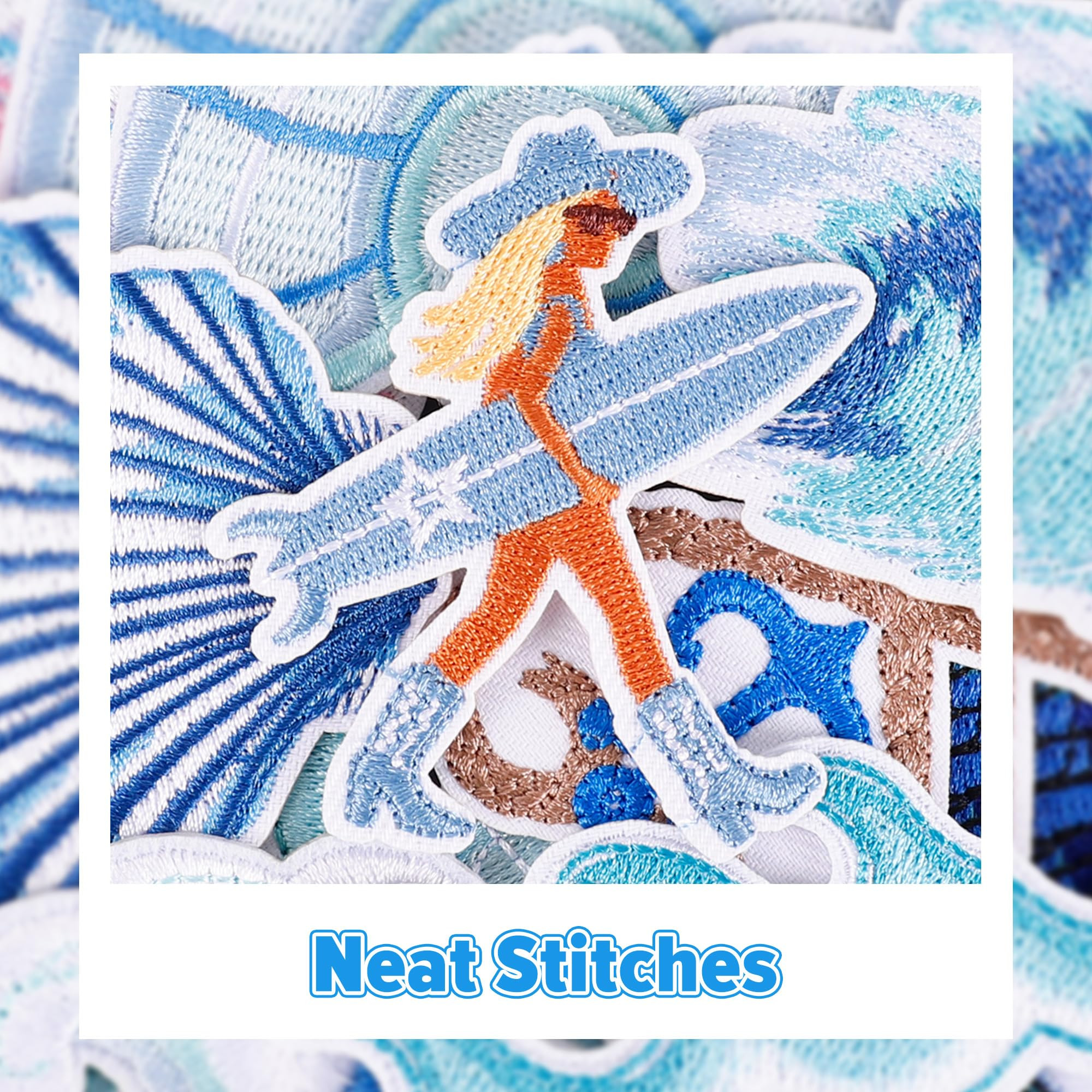 24Pcs Coastal Cowgirl Iron On Patches for Hats, Summer Ocean Embroidered Blue Patches for Girls, ... | Amazon (US)