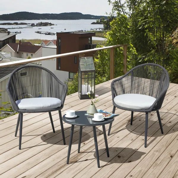 Antwonne 2 - Person Round Outdoor Dining Set with Cushions | Wayfair North America