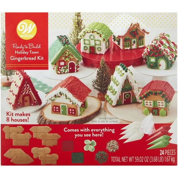 Wilton Ready-to-Build Holiday Town Mini Gingerbread Kit, 24-Piece - Walmart.com | Walmart (US)