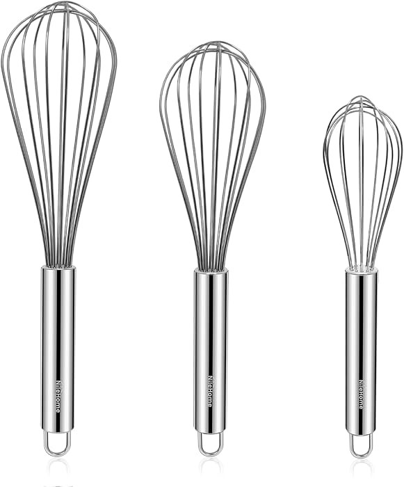 NileHome Stainless Steel Whisk Set 8" 10" 12" Kitchen Whisk Balloon Whisk Kitchen Wisk Wire Whisk... | Amazon (US)