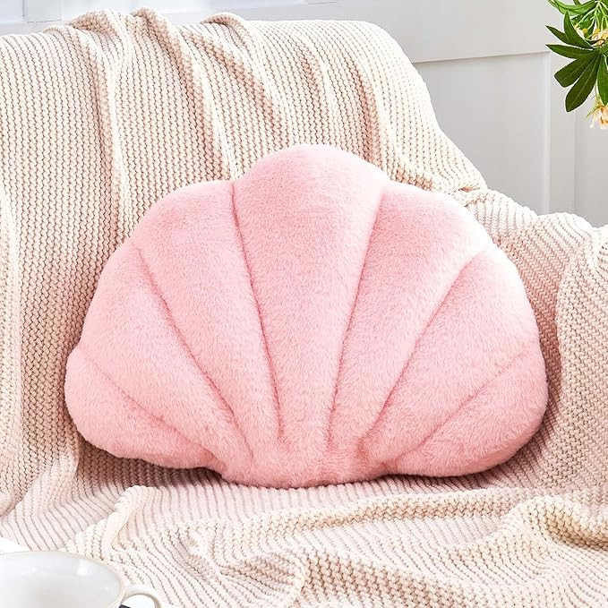 Seashell Pillow Sea Shell Decorative Throw Pillows for Bed Aesthetic Room Decor Pink Shell Shaped... | Amazon (US)