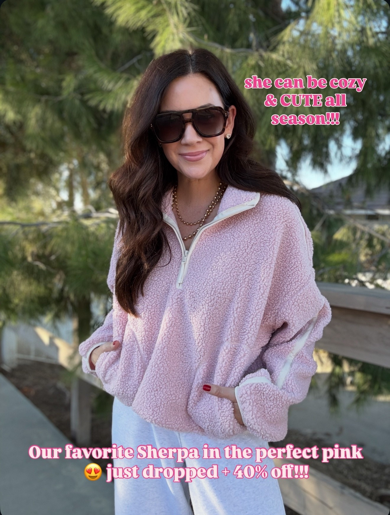 Old Navy, Sherpa restocked and some sizes and 40% off in the prettiest blush pink! Wearing a medium

#LTKHoliday #LTKGiftGuide #LTKSaleAlert
