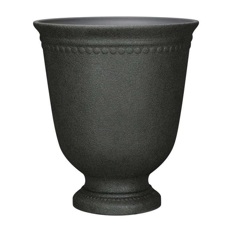 My Texas House Asti Urn Planter, 16 Inch Diameter x 18.1 Inch Height, Black, 100% Recycled Resin | Walmart (US)