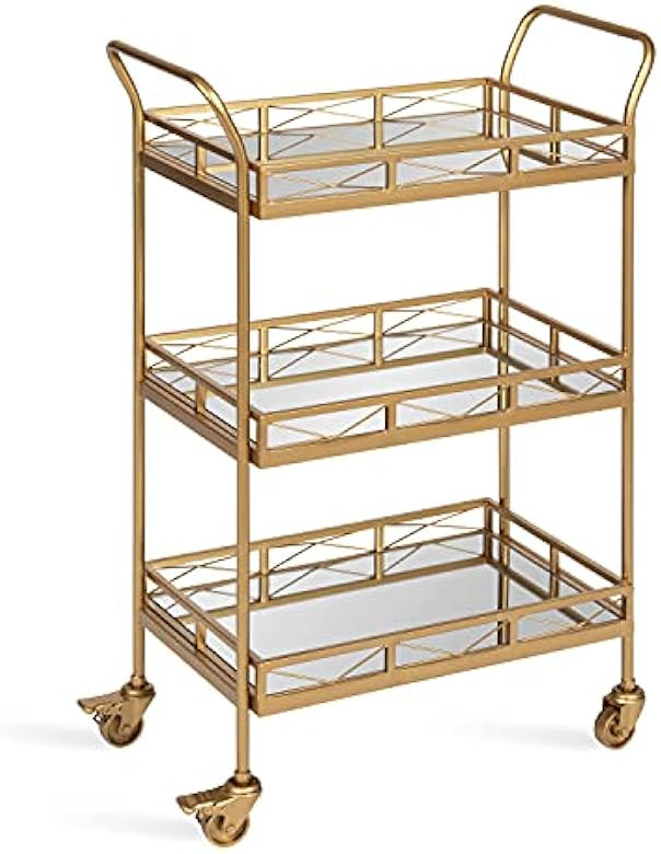 Kate and Laurel Ketia Glam Metal Bar Cart, 23 x 13 x 34, Gold, Glamorous Three Tier Gold Bar Cart fo | Amazon (US)