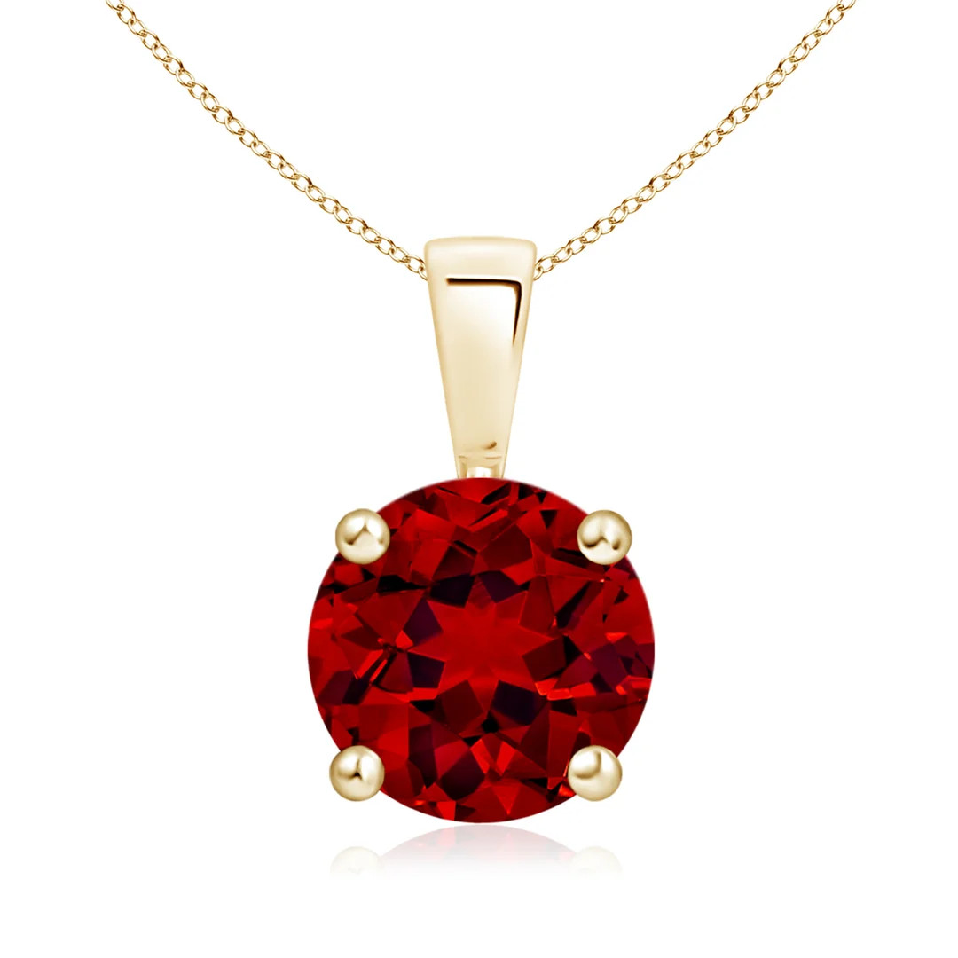 Classic Prong-Set Round Lab-Grown Ruby Solitaire Pendant | Angara Inc.