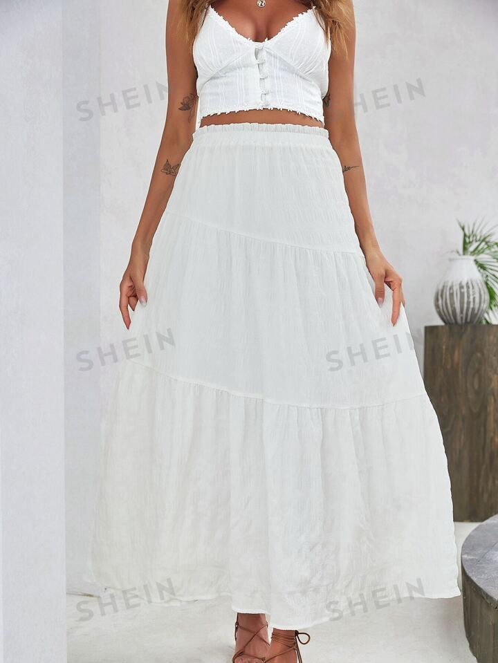 SHEIN VCAY Jupe taille haute à ourlet ondulé à volants | SHEIN