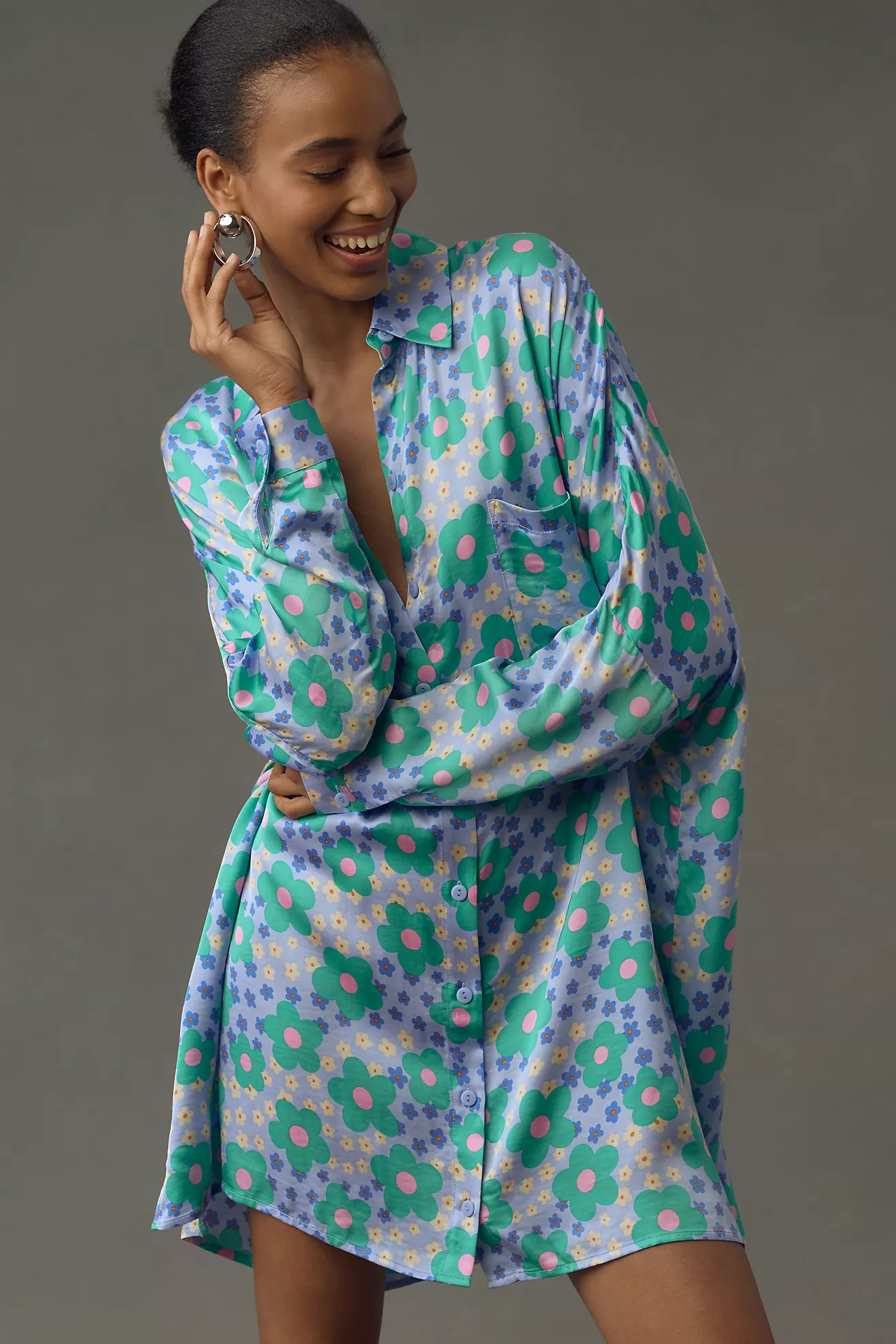 Corey Lynn Calter Long-Sleeve Printed Mini Shirt Dress | Anthropologie (US)