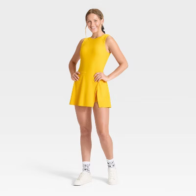 Women's Game Day High Neck Low Back Active Dress - JoyLab™ Yellow XL | Target