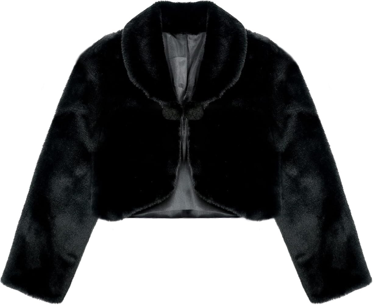 SK Studio Girls Princess Faux Fur Flower Bolero Shrug Party Wedding Dress Up | Amazon (US)