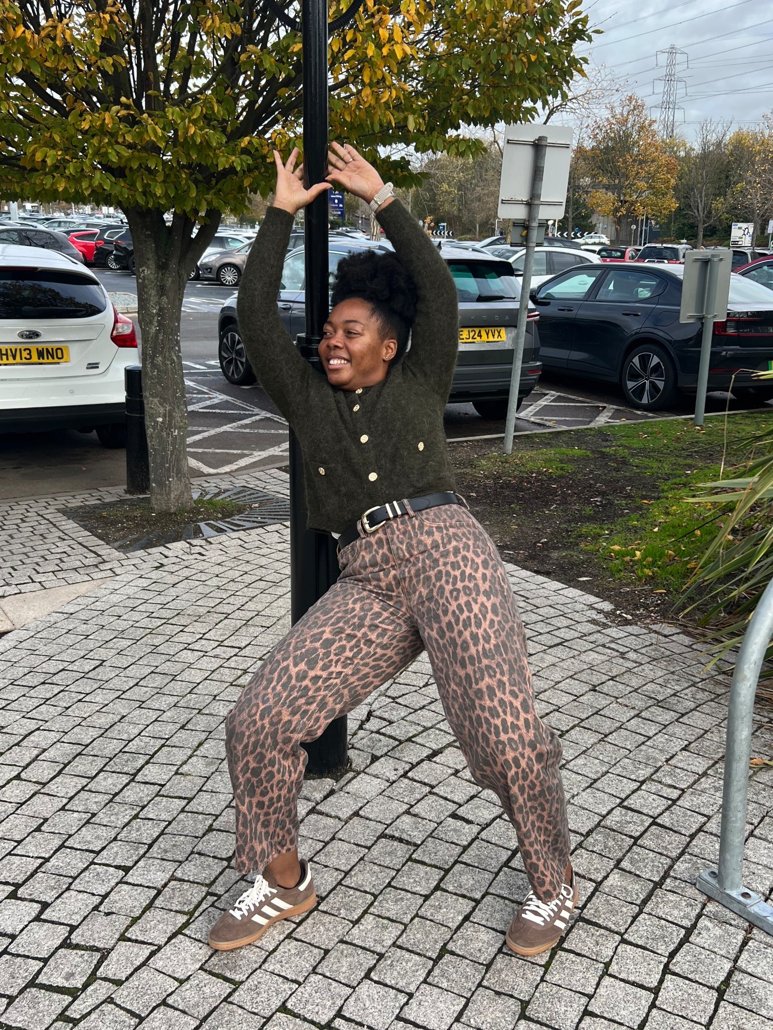 Zara pose in lakeside car park lol …are you sold?! 

Autumn outfit, barrel leg jeans, denim, leopard print, cardigan, olive cardigan, gold buttons, black leather belt, adidas, marks and Spencer, hush, adidas spezial 

#LTKjeans #LTKautumn #LTKuk