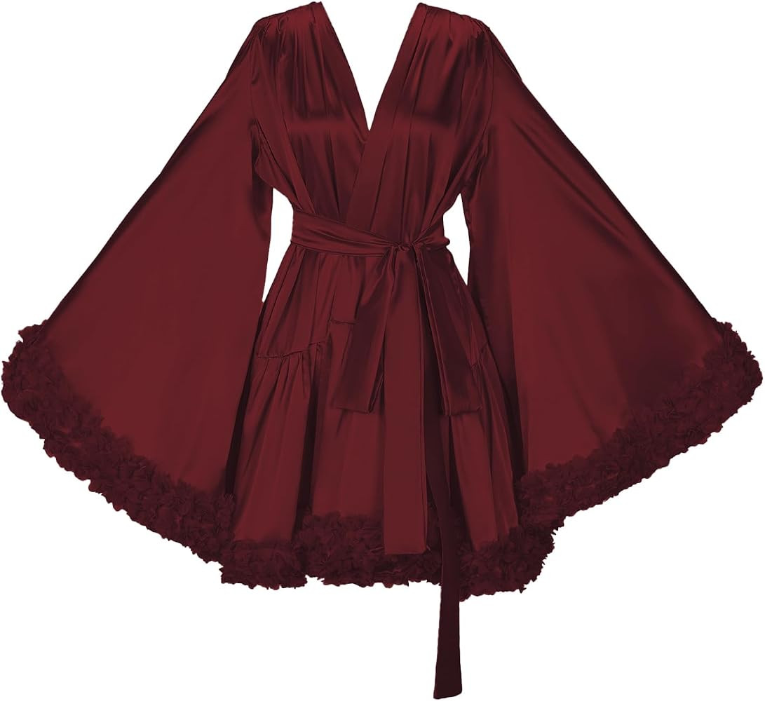 Women's Bathrobe Short Lingerie bridal robes for bride Old Hollywood Maternity Photoshoot for wom... | Amazon (US)