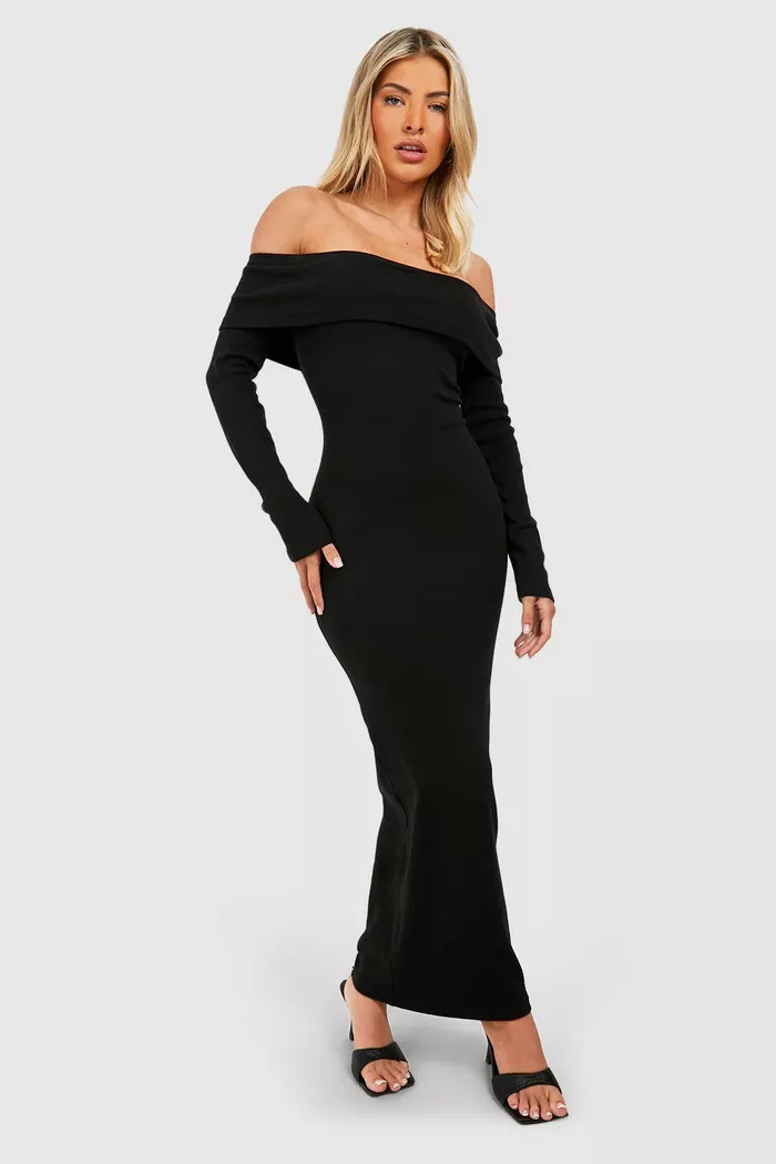Basic Off The Shoulder Maxi Dress | boohoo (US & Canada)