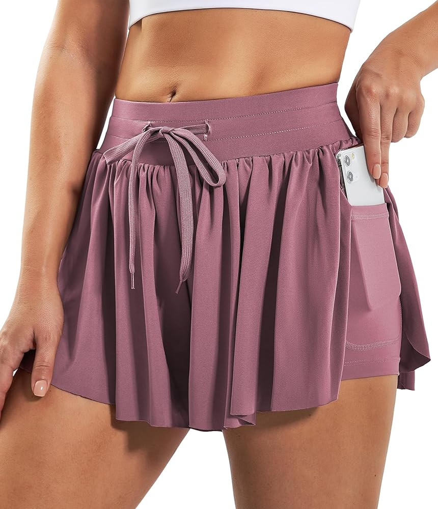 Ewedoos Flowy Running Shorts for Women 2 in 1 Butterfly Shorts Girls High Waisted Workout Athleti... | Amazon (US)