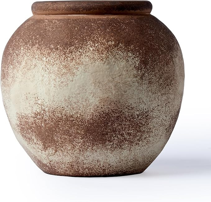 UPWOIGH Wabi-Sabi Small Style Circular Ceramic Vase, 6.5x7.08in Handmade Rustic Ceramic Flower Va... | Amazon (US)