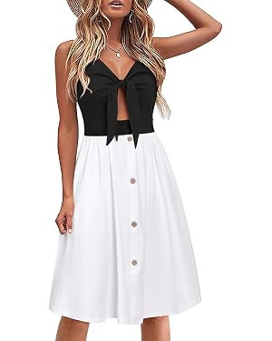VOTEPRETTY Women's Summer Dresses Spring Sundresses Beach Clothes Outfit Vacation V Neck Casual T... | Amazon (US)