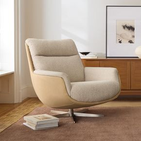 Bowden Fabric & Leather Swivel Chair | West Elm (US)