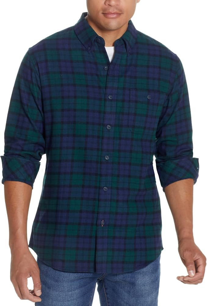 Weatherproof Vintage Mens Casual Soft Brushed Plaid Button-Down Flannel Shirt | Amazon (US)