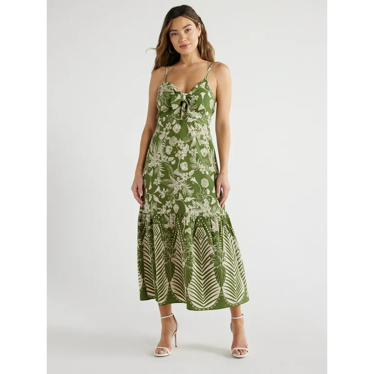 Sofia Jeans Women's and Women's Plus Tie Front Cutout Midi Dress, Sizes XS-5X - Walmart.com | Walmart (US)