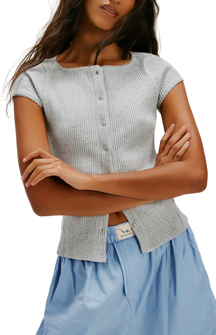 Free People Most Wanted Short Sleeve Cotton Blend Cardigan | Nordstrom | Nordstrom