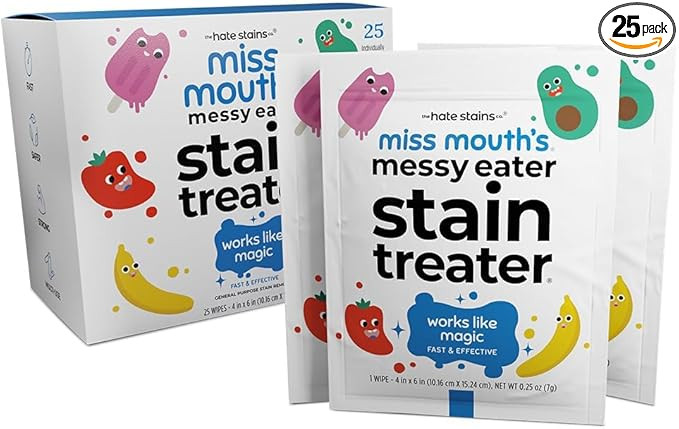 Miss Mouth's Messy Eater Stain Treater Wipes - 25 Pack Stain Remover - Newborn & Baby Essentials ... | Amazon (US)