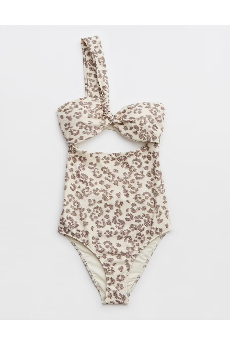 Aerie Leopard One Shoulder Bandeau One Piece Swimsuit | American Eagle Outfitters (US & CA)