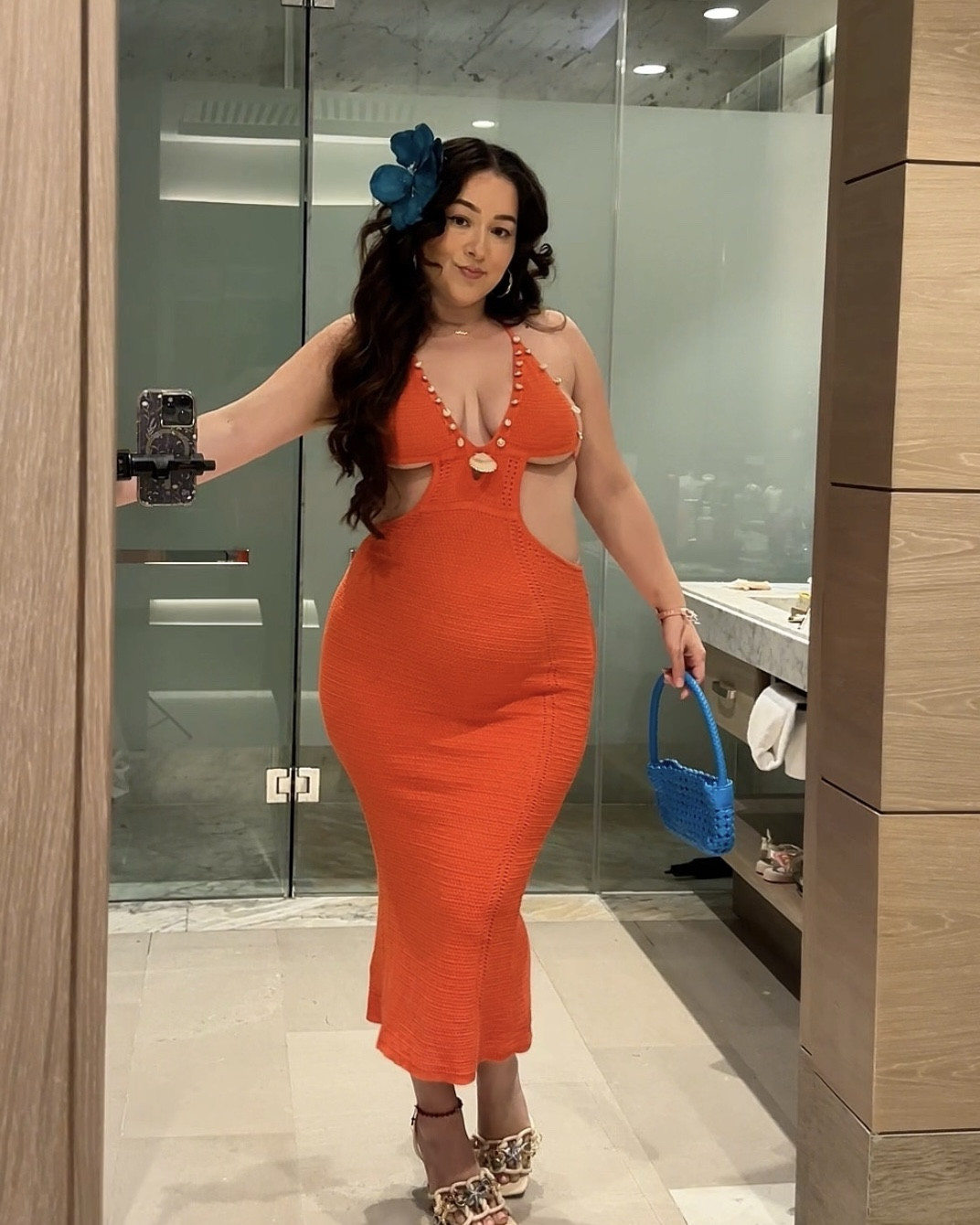 My favorite knit dress! I made it my own by adding the shells on the chest area and removing the string around the waist!