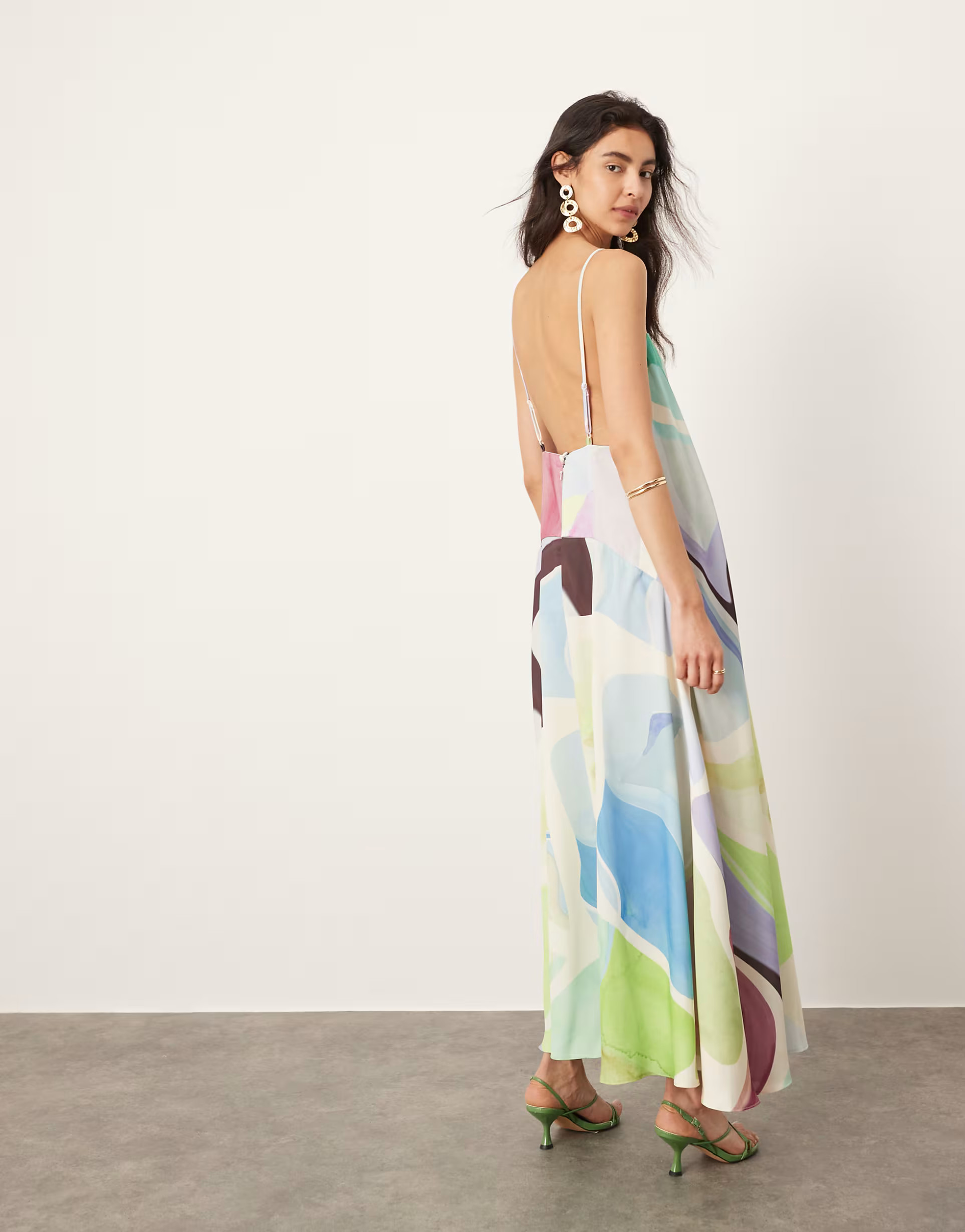 ASOS EDITION statement square neck maxi dress in geometric swirl print | ASOS | ASOS (Global)