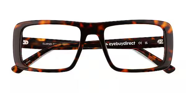 Elapso Rectangle Brown Tortoise Glasses for Men | Eyebuydirect | EyeBuyDirect.com