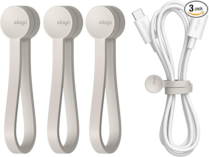 elago 3 Pack Magnetic Cable Ties, Premium Silicone Cord Organizer, Reusable Magnetic Cable Organi... | Amazon (US)