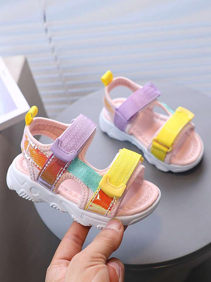 Girls Color Block Hook-and-loop Fastener Sport Sandals For Outdoor | SHEIN