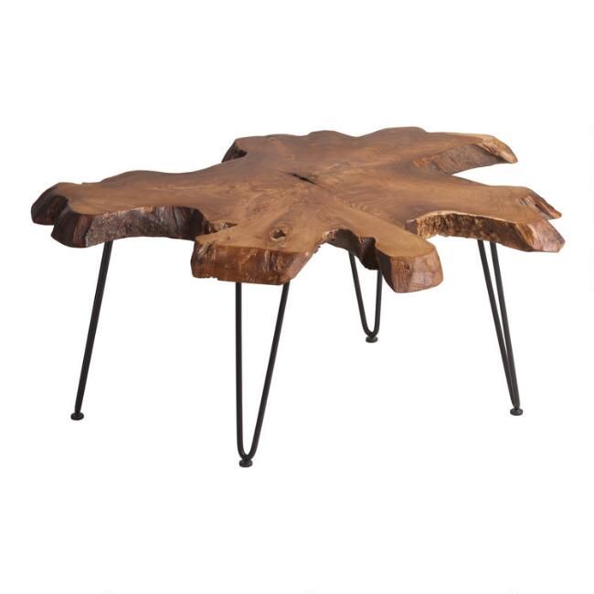 Teak Wood Slice Coffee Table | World Market