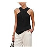 Yeokou Women Halter Cross Over Collar Tank Knit Sleeveless Top Solid Color Casual Summer Blouse(K... | Amazon (US)