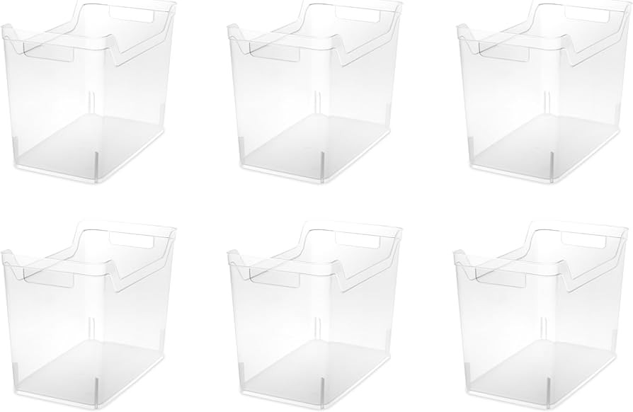 Sterilite Medium Shelf Bin with Handles, Plastic Storage Container for Organizing Shelving, Close... | Amazon (US)