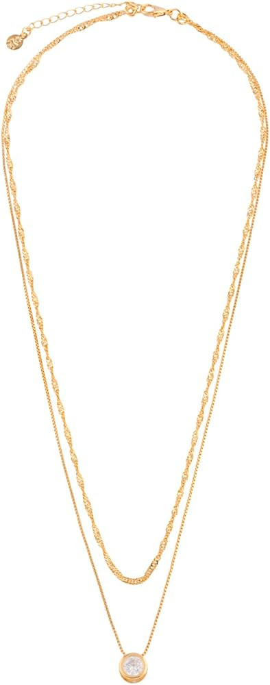 Carol Bela | Dainty Gold Pendant Necklace for Women | 18K Gold Plated Chain Jewelry | Cubic Zirco... | Amazon (US)