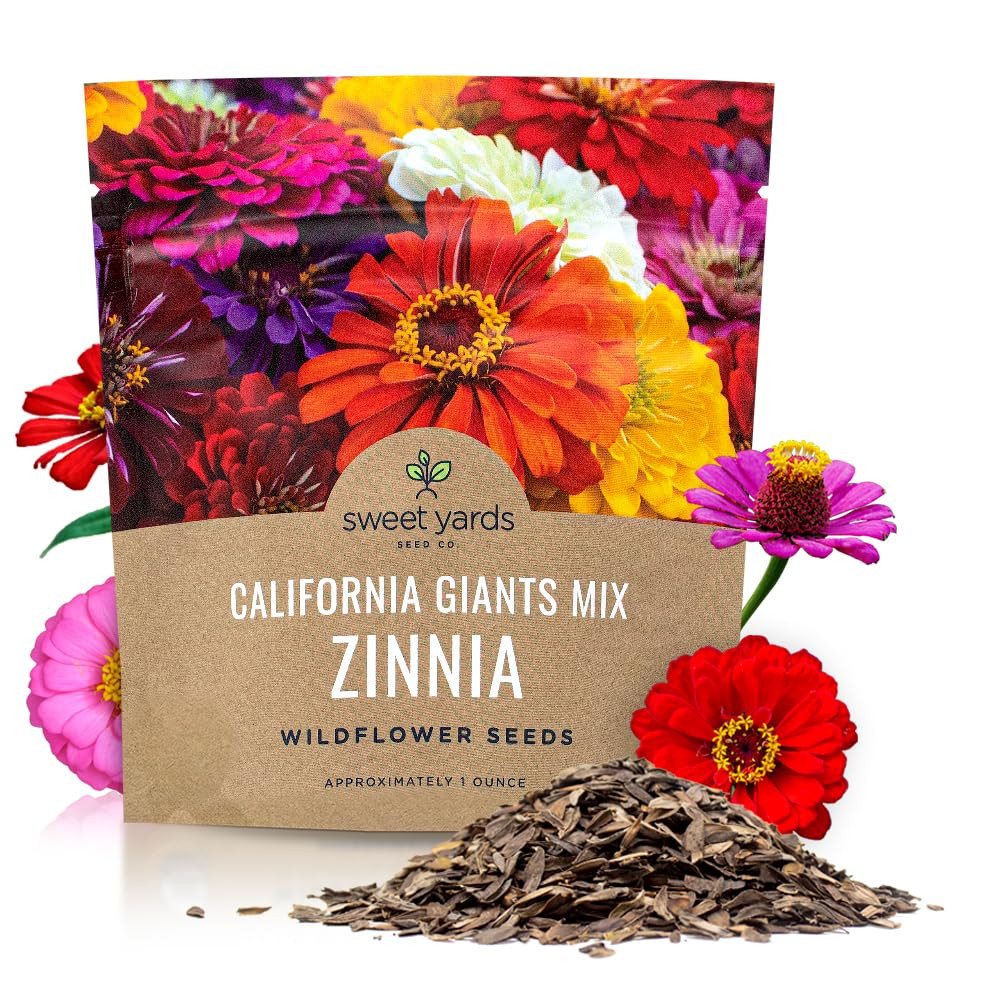 Zinnia Seeds - California Giants Mix - Large 1 Ounce Packet - 3,000 Flower Seeds - Mixed Colors a... | Amazon (US)