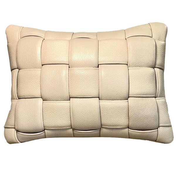 Koff Medium Woven Leather Pillow - Bone | Alchemy Fine Home