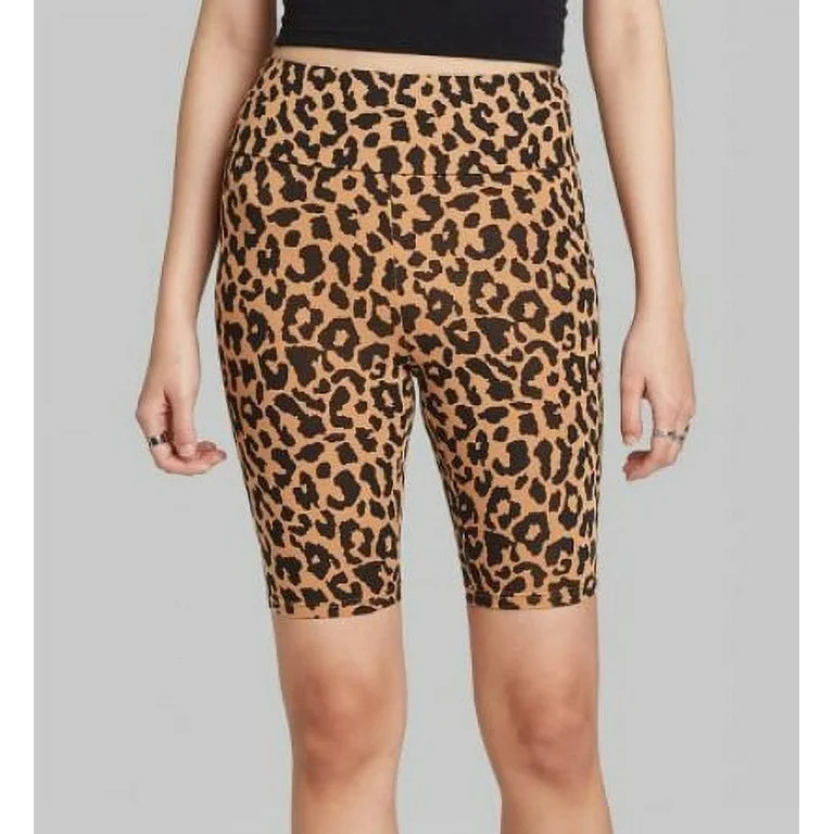 Women's High-Rise Leopard Print Bike Shorts - Large | Walmart (US)