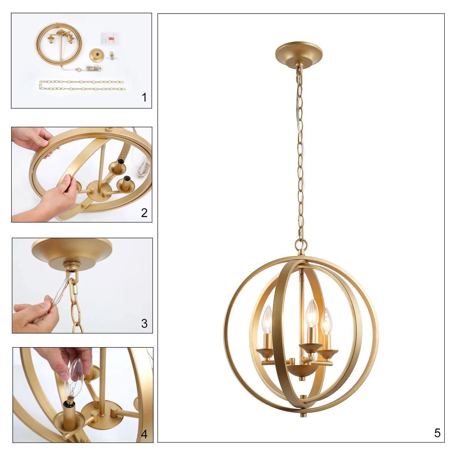 Rosedale 3 - Light Candle Style Globe Chandelier | Wayfair North America