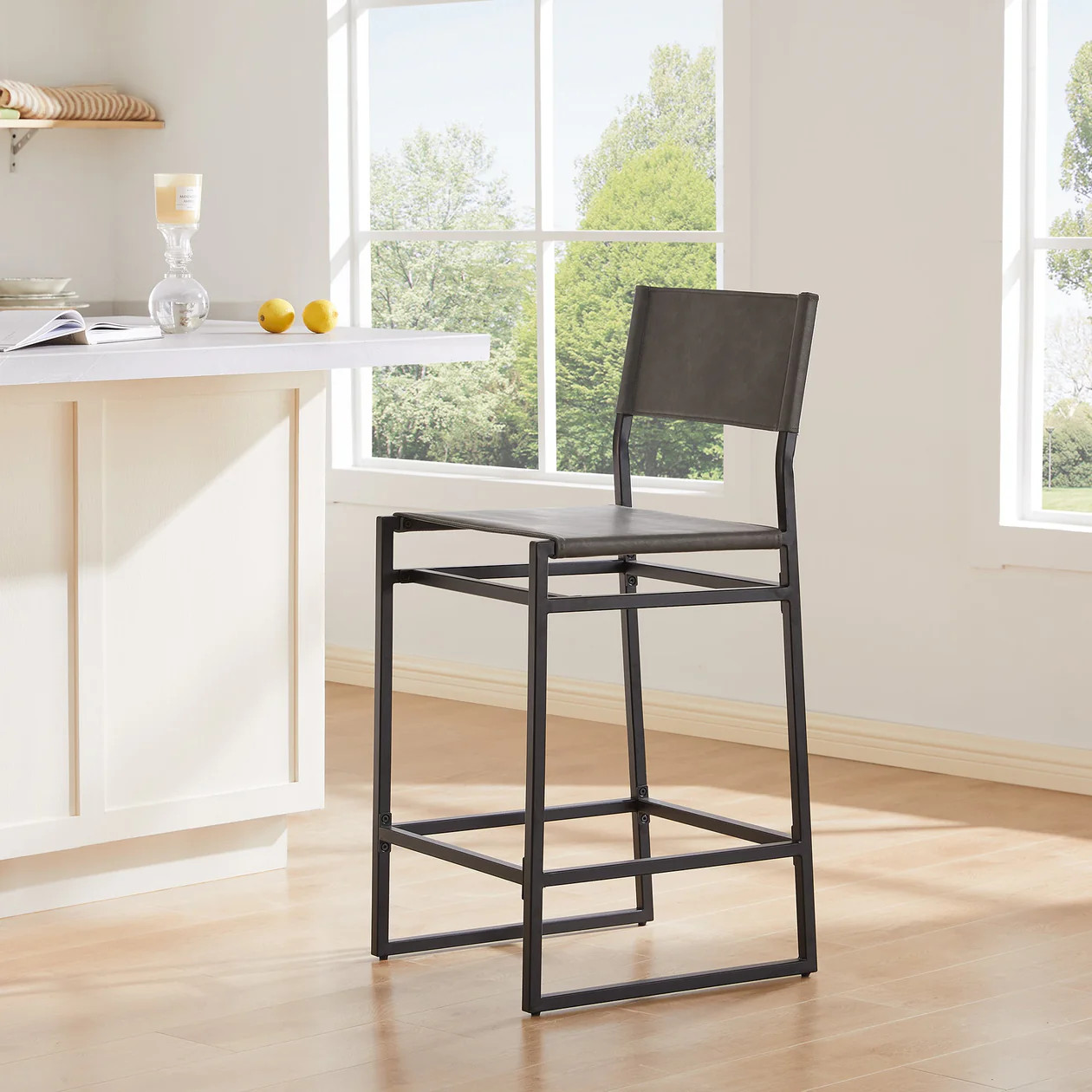 CHITA®️ Emmy Faux Leather Contemporary Counter Stool - chitaliving.com | Chita