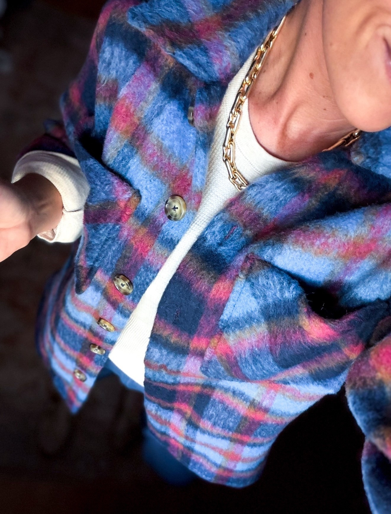 The colors in this new shacket are so pretty  
Shacket/small (size up for roomy fit)
Thermal/ small 
Joggers/ small

#LTKStyleTip #LTKSeasonal