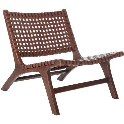 Luna Leather Woven Accent Chair - Cognac - Safavieh | Target