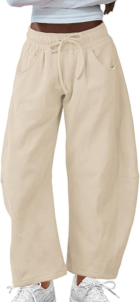 Barrel Sweatpants Women Baggy Barrel Pants Wide Leg Elastic Waisted Drawstring Lounge Pants Casua... | Amazon (US)